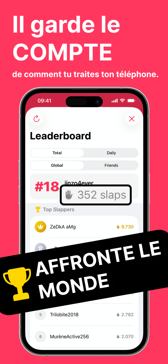 Classement de Spank Phone : total et quotidien, mondial et amis, meilleurs gifleurs